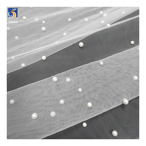 YX893-1 en ligne en gros 118 pouces 3D perles perles Tulle tissu mariée 100 Polyester blanc 3D maille tissu mariage Tulle - Product Image 6