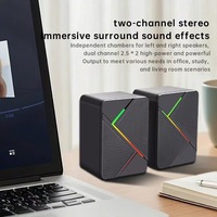 Haut-parleur USB K2066 pour ordinateur avec éclairage coloré, son stéréo portable pour ordinateur portable et ordinateur de bureau