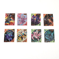 Boîte de collection de cartes à collectionner rectangulaires personnalisées à thème anime, avec effets laser, sur le thème des dinosaures, des animaux et des guerriers mecha, en boîte surprise
