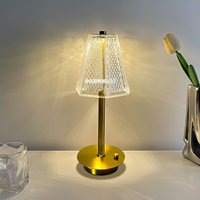 Kabelloses Design für Elegante Wohnambiente USB-Betriebene Dimmbare Gold-Kristall Tischlampe Fabrik Mode Großhandel