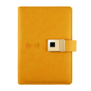 OEM Power Bank Notebook con blocco delle impronte digitali diario di ricarica Wireless personalizzato in pelle ricaricabile Planner Binder Memo - Product Image 1