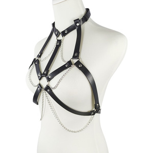 Vendita all'ingrosso Goth Bdsm in pelle multistrato con nappine imbracatura per il corpo catena spessa collana petto Sexy <span class=keywords><strong>Lingerie</strong></span> - Product Image 3