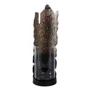 Portacandele a colonna astratto moderno in metallo e vetro, a forma di uragano, per decorazioni domestiche, centrotavola, lampada da tavolo in alluminio - Product Image 1
