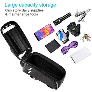 Bolsas impermeables para bicicleta BSCI - Bolsas para manillar con soporte para teléfono con pantalla táctil, para montar en el tubo superior del cuadro frontal. - Product Image 6