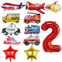 Ensemble de ballons en feuille sur le thème des véhicules (Voiture, Avion, Excavatrice, Camion de pompiers) pour Anniversaire, Halloween, Nouvel An, Fête pour adolescents
