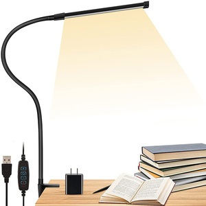 Lampe de bureau LED à pince pour la maison et le bureau - Bras flexible en métal à col de cygne, température de couleur réglable 2800K-6500K DC, design moderne - Product Image 1