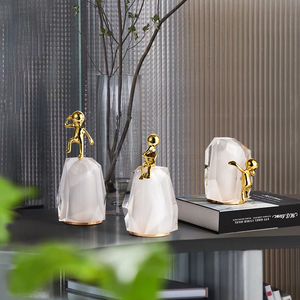 Modern Minimalist <b>Crystal</b> Decorations Gold Plated Figures Home Office Tabletop <b>Ornaments</b> Creative Desk Decor - Product Image 4