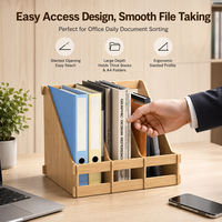 Support de rangement de bureau en bambou naturel au design moderne, avec plusieurs fentes inclinées pour documents, présentoir de papeterie pour l'école et le salon