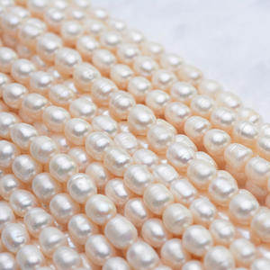 สร้อยคอมุกน้ำจืดสีชมพูอ่อน ขนาด 8-9 มม. คุณภาพดี รูปทรงข้าวสาร สำหรับงาน DIY แบบกึ่งสำเร็จรูป ขายส่ง - Product Image 2