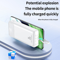 Batterie externe 20000 mAh 10000 mAh 22,5 W à charge rapide, grande capacité avec cordon intégré, alimentation mobile, chargeur multi-ports
