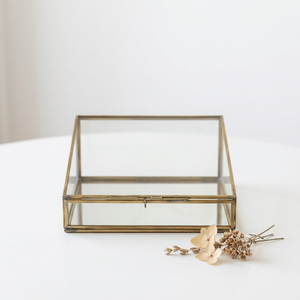 Manufacturers Modern Luxury Brass Frame Glass Trinket Jewelry Storage <b>Box</b> with Taper Lid - Product Image 2