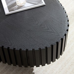Modern Handcrafted Wooden Drum Shape <b>Small</b> Coffee Table with Pedestal Base Decorative for Living Room Bedroom Furniture - Product Image 5