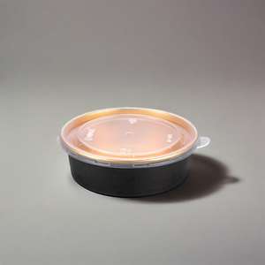 Bol à salade circulaire en papier kraft, de qualité alimentaire, avec couvercle, personnalisable, étanche et compatible micro-ondes, avec feuille d'or - Product Image 4