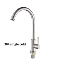 Robinet de cuisine moderne en acier inoxydable 304, finition brossée, à poser sur plan, avec douchette extractible, commande par bouton-poussoir, monotrou, eau froide