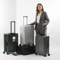 Valise à roulettes moderne en alliage d'aluminium et de magnésium, anti-rayures, ouverture frontale, portable et multifonctionnelle pour ordinateur portable