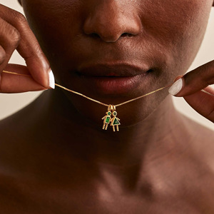Collier empilable pour femmes, pierre de naissance, avec pendentif zircon coloré miniature, chaîne en or, ornements commémoratifs d'anniversaire - Product Image 4