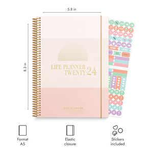 Planificador de vida horizontal 2024 A5 en rosa con pestañas móviles, logotipo personalizado, lista de tareas pendientes y caja planificadora de manifestación de Agenda, embalaje - Product Image 2