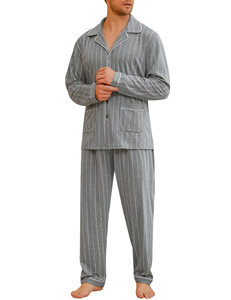 Conjunto de Pijamas de 2 Piezas para Hombre, de Lujo, para Invierno y Primavera, Tejido, Térmico, Transpirable, de Algodón, Cómodo, Suave y Elegante - Product Image 1