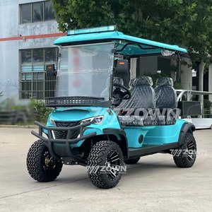 Cyan 4 Seater Electric Golf Cart With Rear Cargo <b>Box</b> Off-Road Mud Tires Farm Park Utility Transport Vehicle - Product Image 4