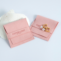 Vente en gros de sac de protection pour bijoux avec doublure personnalisée sac à poussière en daim de luxe mini sac pochette rose anti-rayures Sieraden Zakje