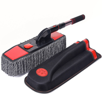 Brosse à poussière pour voiture en alliage d'aluminium traité à la cire, microfibre, manche long, outil de nettoyage automobile sans rayures, pour intérieur et extérieur