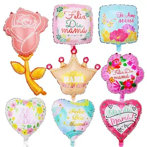 New 18-inch Spanish heart-shaped square Mother's Day aluminum foil balloon mom mother holiday party decoration foil balloons