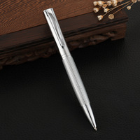 Stylo en acier inoxydable à tête carrée sans rayures Autorité épaisse Stylo à ondulation personnalisé Stylo à bille en métal argenté avec logo de gravure