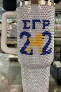 Su misura Jack e Jill <span class=keywords><strong>Inc</strong></span> 1938 rosa e blu organizzazione JJ Sorority strass in acciaio inossidabile tazza per bere - Product Image 3