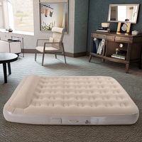Matelas Gonflable Moderne Taille Queen En Gros avec Revêtement Floqué en PVC Pliable Portable Lit Gonflable Pompe Intégrée pour Chambre d'Hôtel