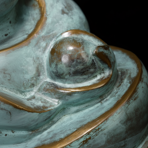 รูปปั้นพระพิฆเนศสีเทอร์ควอยซ์ที่ทันสมัยในทองเหลืองประติมากรรมคลื่นมงคล - Product Image 1