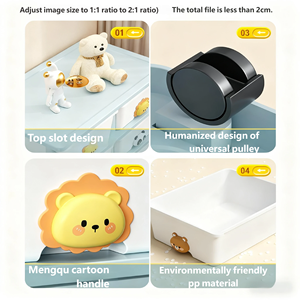 خزانة تخزين متعددة الوظائف صديقة للبيئة من البلاستيك PP مقاومة للرطوبة ذات سعة كبيرة مع عجلات للأطفال والمراهقين - Product Image 3