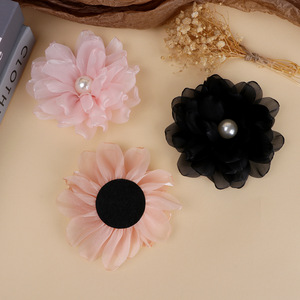 Accesorios para el Cabello con Flores de Tul y Centro de Perlas de 12 cm para Bodas, Manualidades, Bolsos, Zapatos, Decoraciones de Ropa - Product Image 4