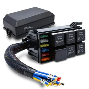 Waterproof 12V 6 Slots Relay Block and 6 Way ATC/ATO Blade Fuse 4PIN Relay Box With Pre-wire