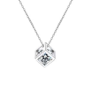 1 Carat Moissanite Rubik's Cube <b>Necklace</b> 925 Sterling Silver Niche Design High Fashion Cute <b>Girlfriend</b> Souvenir Birthday Gift - Product Image 1