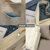 Sac Fourre-Tout en Coton Élégant Personnalisé pour Femmes, 16 oz, Sac de Courses en Toile avec Poches et Bandoulière, Réutilisable et Pliable