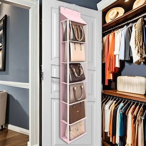 Organisateur de porte-sacs à main mural pliable à 6 poches avec fermeture éclair pour vêtements, foulards, chapeaux, leggings S - Product Image 2