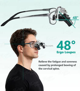 Lunettes grossissantes binoculaires pour chirurgie dentaire 350-450 mm avec lumière 4X/5X/6X 48 ° Loupes dentaires - Product Image 3
