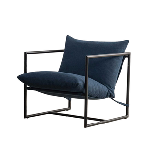 Sillón Moderno Minimalista con Estructura Metálica y Cojín de Algodón, Sillón de Descanso para Sala de Estar - Product Image 1