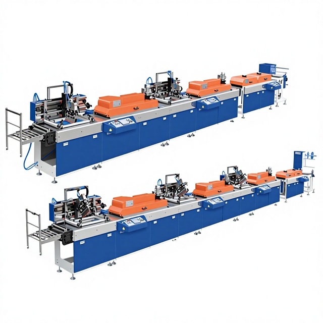 New Automatic Round Cord Screen Printing Machine for Clothing Apparel Satin Ribbons Trademarks Three Colors 490x280 Print Area