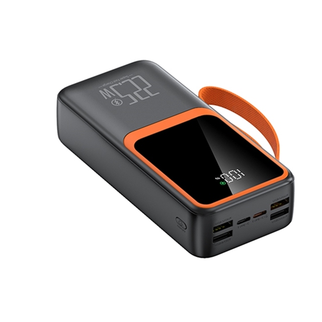 22.5W Fast Charging High Capacity 40000mah Power Bank 4 USB Type C Output Portable Powerbank With Cable Lanyard Digital Display