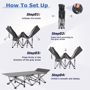 Lit de camping pliable portable pour adultes avec matelas pour la sieste à la maison, au bureau, en plein air, la randonnée, la pêche - Product Image 6