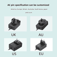 Adaptateur chargeur Li-ion 18V 1A DC avec connexion par prise en matériau PC, garantie 1 an, compatible prises US/UK/EU/AU/JP, alimentation électrique
