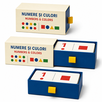 Cartes éducatives personnalisées écologiques et durables en limba râmanească avec chiffres et couleurs, papier couché 350 g/m², pelliculage mat