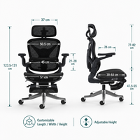 Chaise de bureau ergonomique à dossier haut en maille avec repose-pieds, appui-tête réglable, accoudoirs 3D, soutien lombaire, pivotante pour bureau à domicile