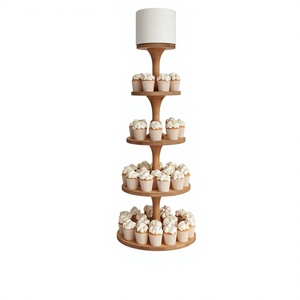 Support à gâteau en bois écologique en forme de fleur, fait main, finition naturelle, passe au lave-vaisselle AZ ENTERPRISES AZE-WCS023 pour dessert - Product Image 2
