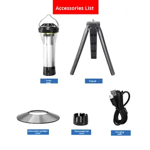 <span class=keywords><strong>Lampe</strong></span> de tente suspendue multifonctionnelle LED rechargeable avec support, longue durée de vie de la batterie, éclairage d'urgence pour le camping en plein air - Product Image 6