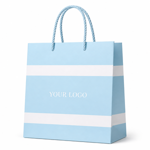 Bolsa <span class=keywords><strong>de</strong></span> Panadería Azul Claro con Rayas <span class=keywords><strong>y</strong></span> Asas, Ecológica, <span class=keywords><strong>de</strong></span> Grado Alimenticio, para Empacar Tartas <span class=keywords><strong>de</strong></span> Huevo <span class=keywords><strong>y</strong></span> <span class=keywords><strong>Hojaldre</strong></span>, con Logotipo Personalizado - Product Image 1