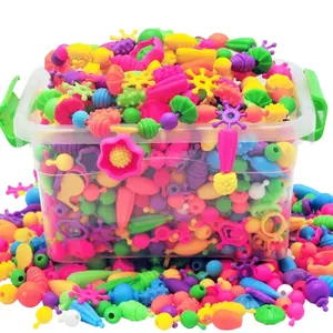 Großhandel bunt 380 Stück Kunststoff früh pädagogisches Spielzeug Pop-Perlen DIY Handwerks-Set für Kinder