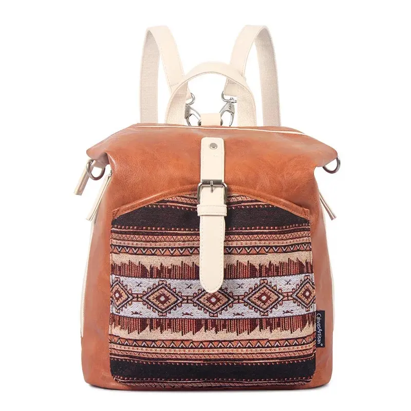 Ransel Gaya Maroko Faux PU Kulit Bohemian Printing