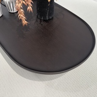 Ensemble de tables basses ovales modernes en bois foncé avec table sur pieds en bois brûlé pour salon et maison